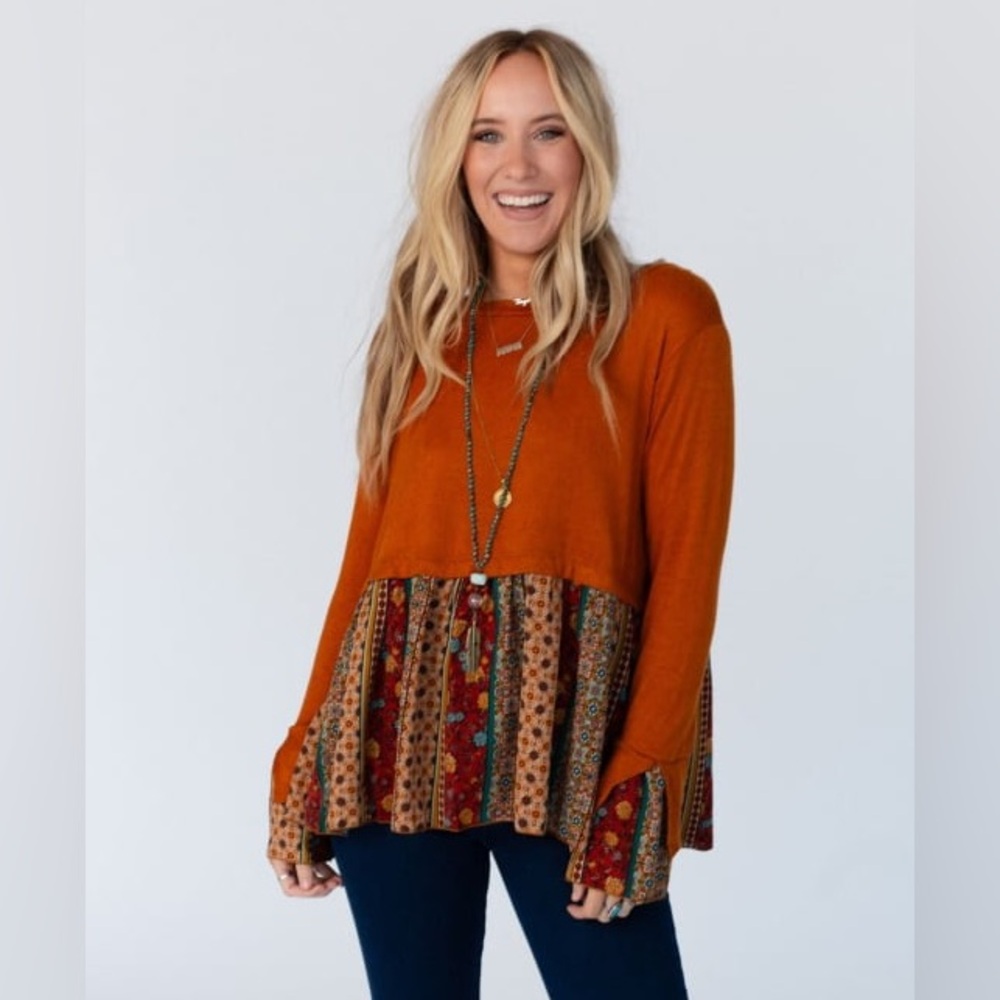 Three Bird Nest Haptics Tunic Rust Size M